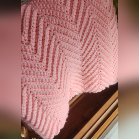 Pink Handmade Crochet Blanket - Picture 2 of 7